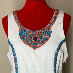 Gretchen Scott XL Ladies White Beaded Jumper